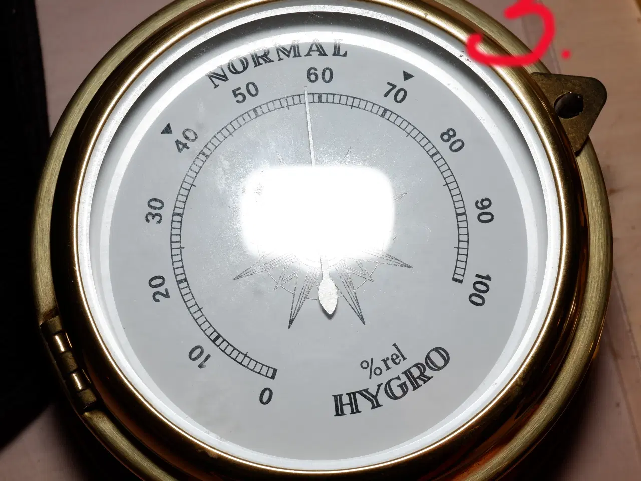 Billede 2 - 1.   Ur - Barometer - Hygrometer - messing.