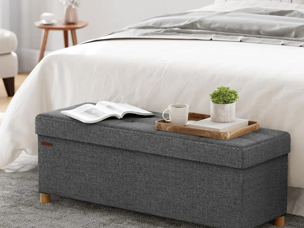 Billede 4 - Opbevaringsbænk med låg puf 112 l, 38 × 110 × 40 cm, skifergrå