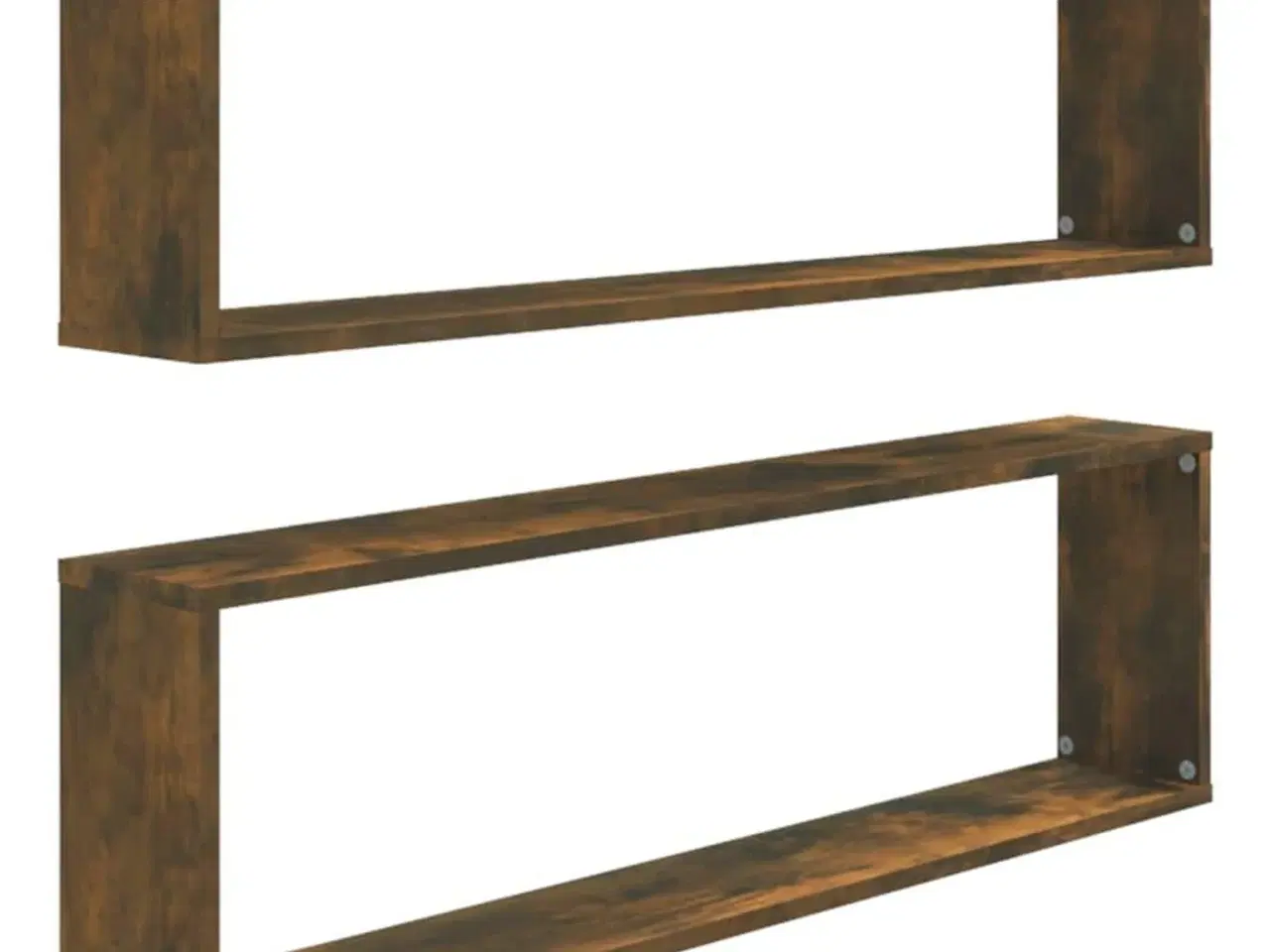 Billede 2 - Væghylder 2 stk. 100x15x30 cm konstrueret træ røget egetræ