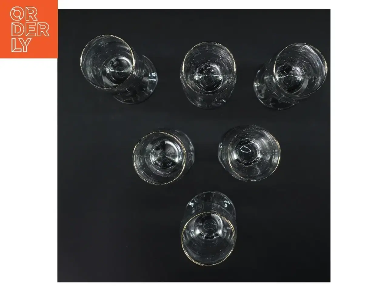 Billede 2 - Champagneglas med guldkant, 6 stk (str. 6 stk Ø 5,5 cm længde 20,5 cm)