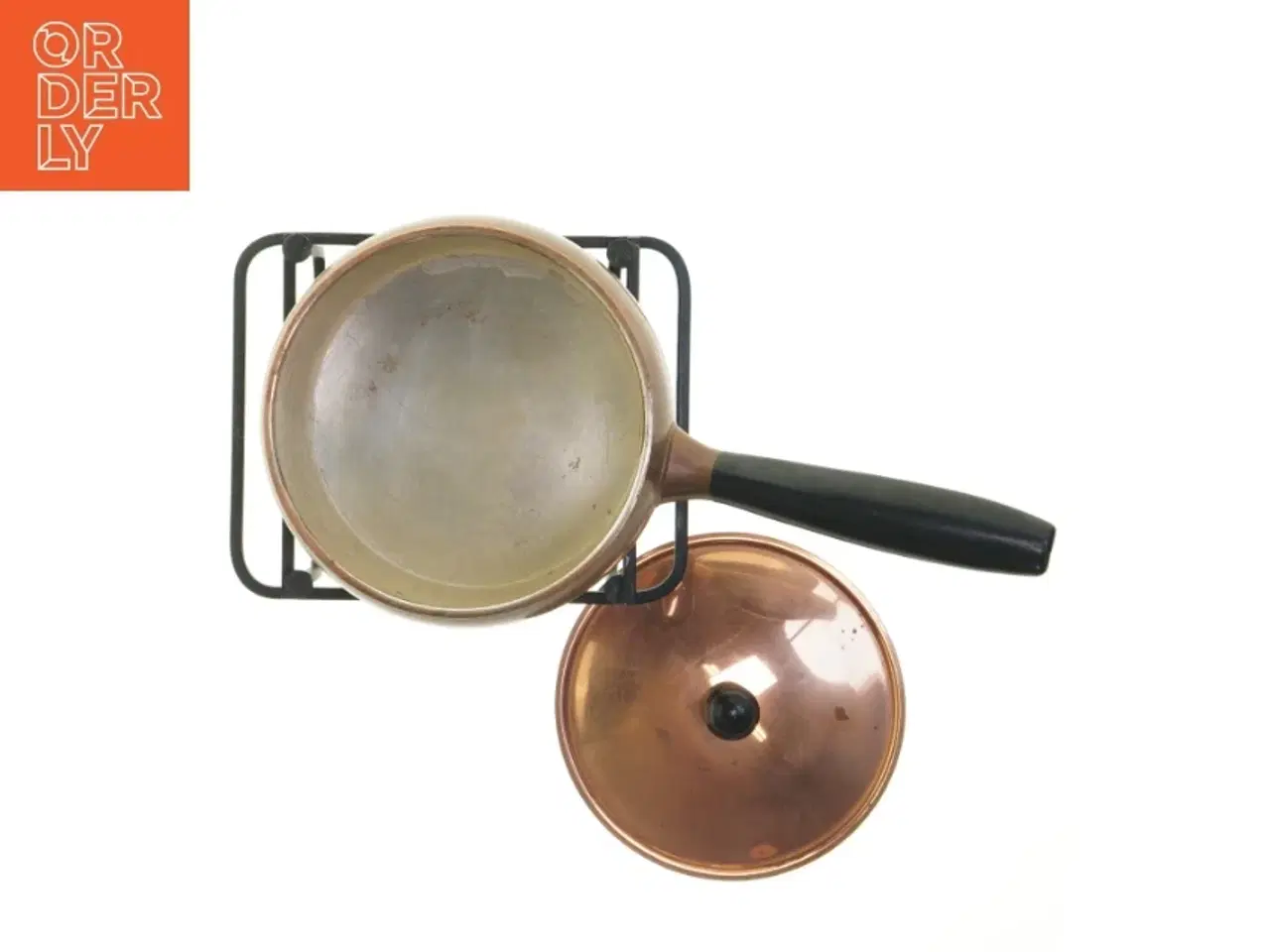 Billede 6 - Kobber fondue gryde med låg og varmer (str. Ø. 15,5 cm)