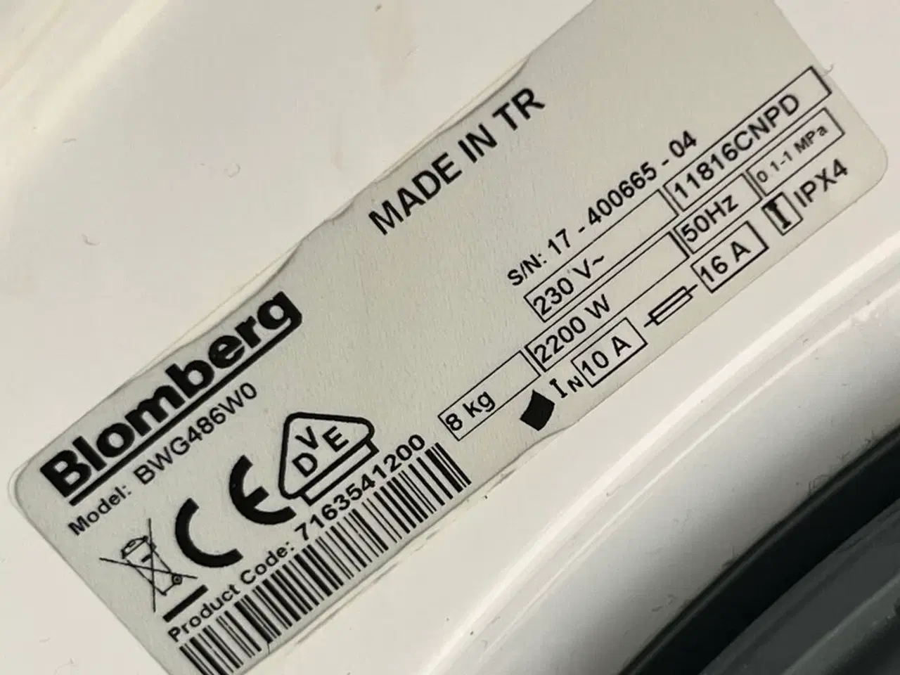 Billede 1 - Vaskemaskine BLOMBERG BWG486W0