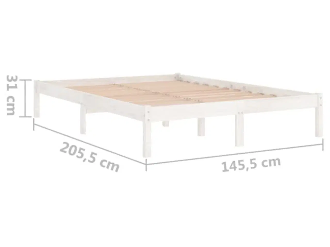 Billede 8 - Sengeramme 140x200 cm massivt fyrretræ hvid