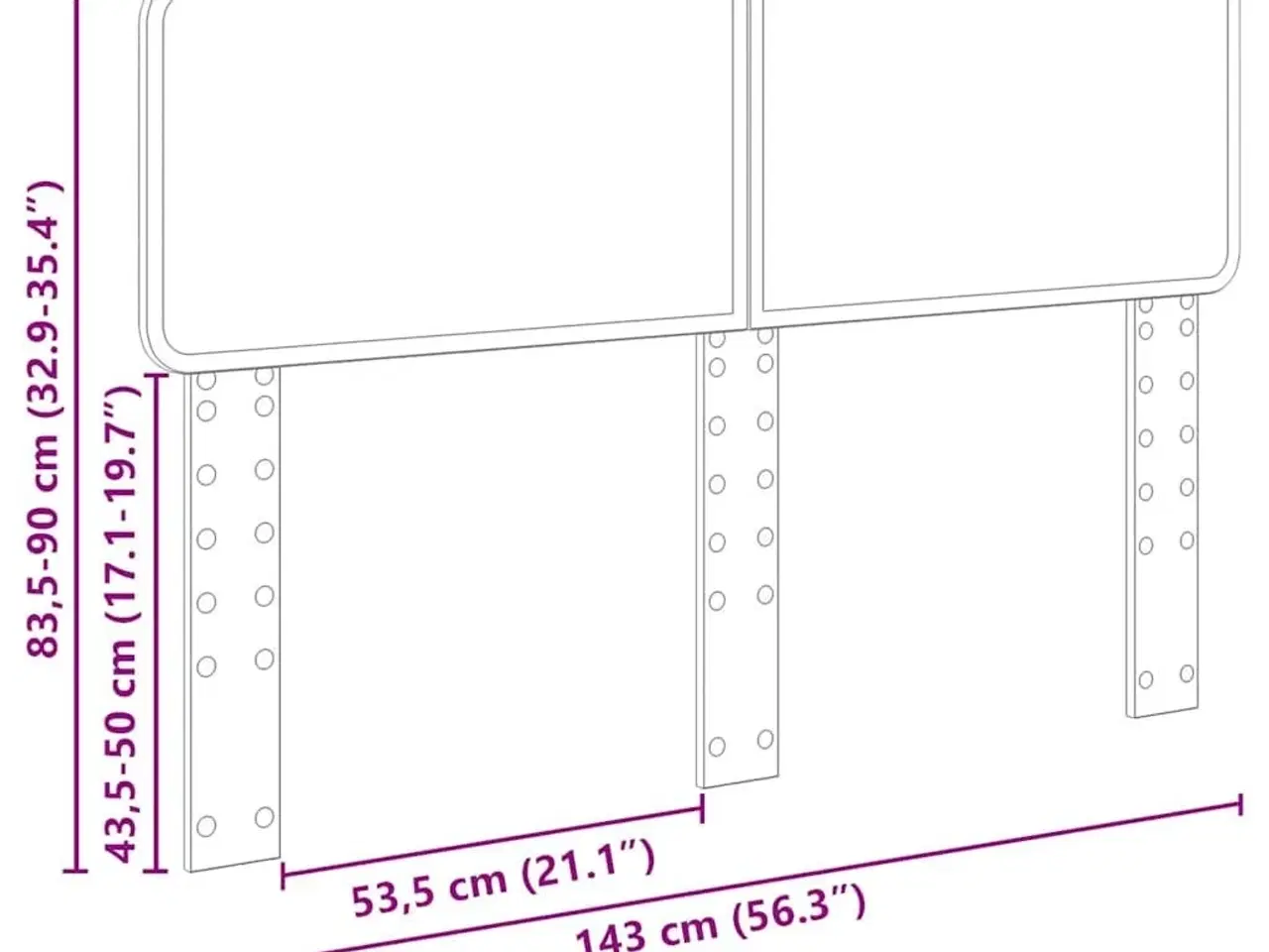 Billede 10 - Hovedgærde med hovedgærde Sort eg 140 cm Konstrueret træ