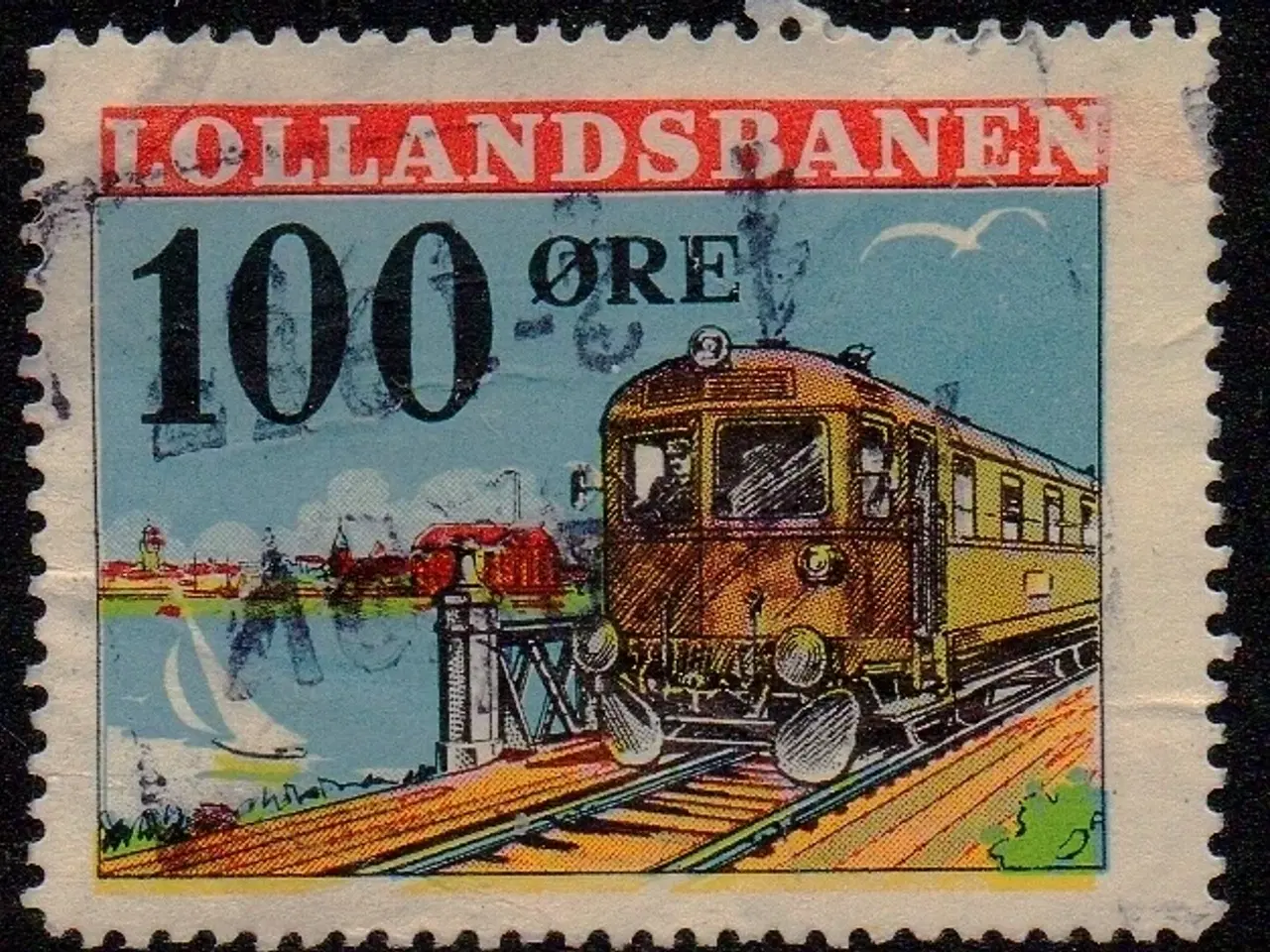 Billede 1 - Lollandsbanen - Godsfrimærke - 100 Øre - Stemplet