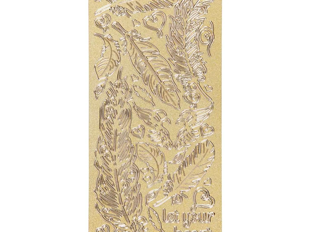 Billede 1 - Stickers, fjer, ark 10x23 cm, guld, 1 ark
