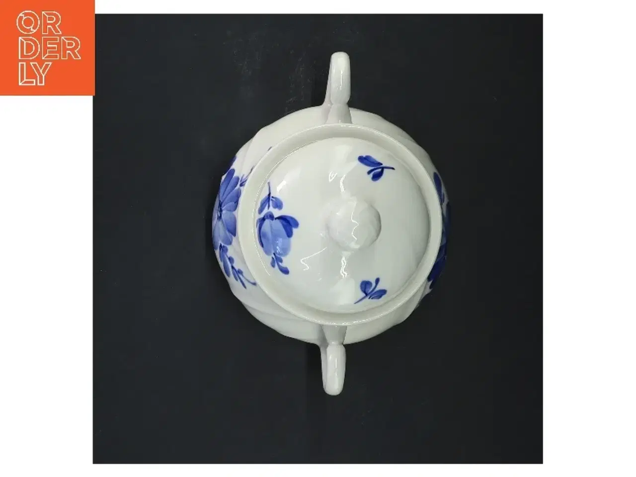 Billede 3 - Sukkerskål med låg og blomsterdekoration (str. 14x12 cm)