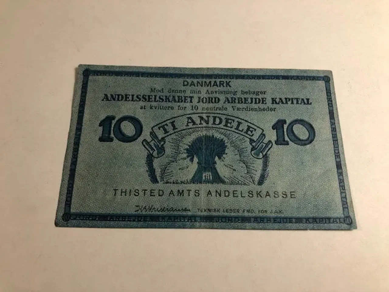 Billede 1 - JAK-seddel 10 kroner Jord Arbejde Kapital
