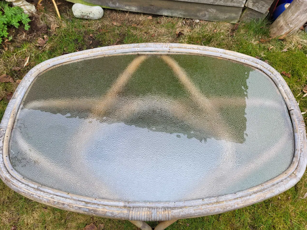 Billede 3 - Unikt stort bambusbord med to glasplader