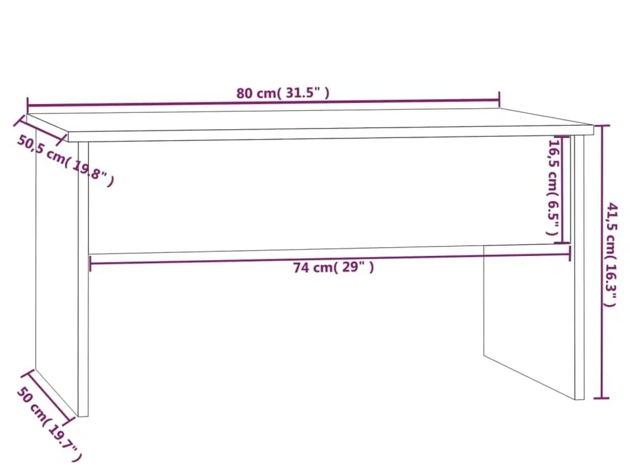 Billede 9 - Sofabord 80x50,5x41,5 cm konstrueret træ sort