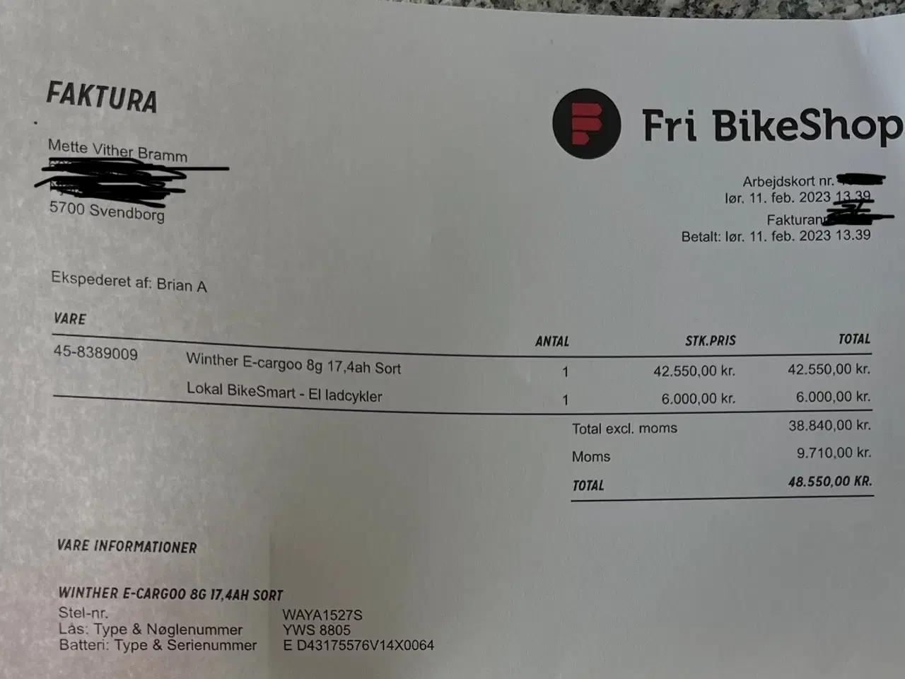 Billede 3 - Winther E-Cargoo m/nyt batteri og livstidsservice