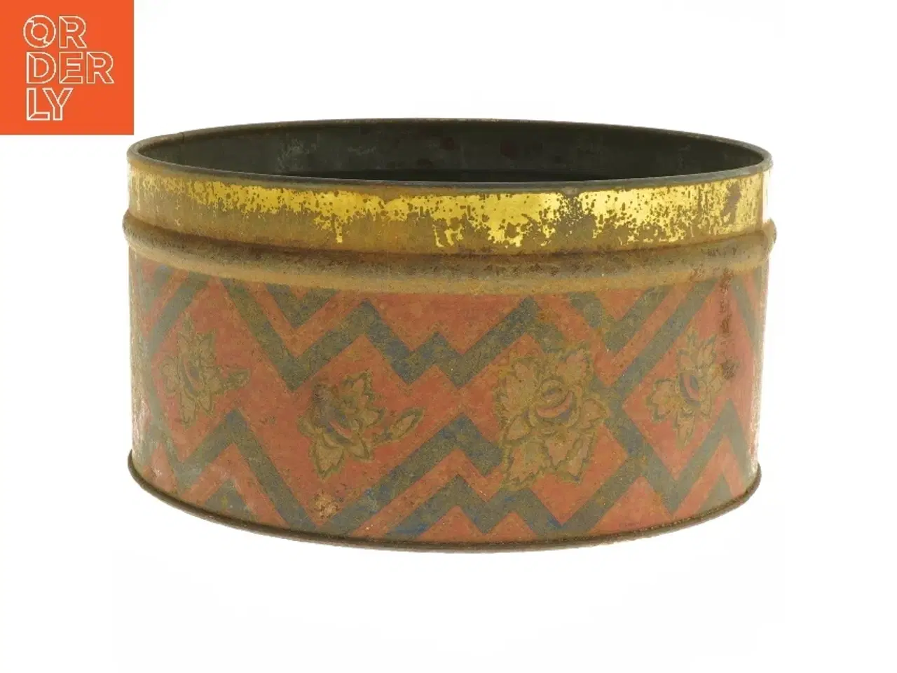 Billede 3 - Vintage rund kagedåse med blomstermønster (str. Ø 25x13 cm)