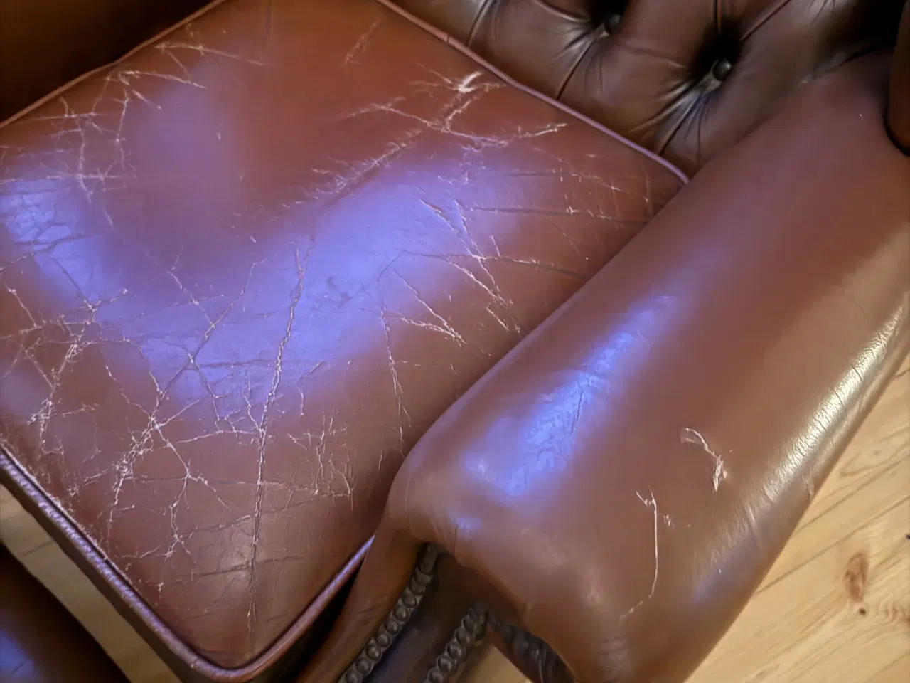 Billede 2 - Chesterfield stol med fodskammel