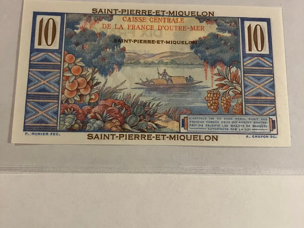Billede 2 - 10 Francs Saint Pierre and Miquelon Dix Francs
