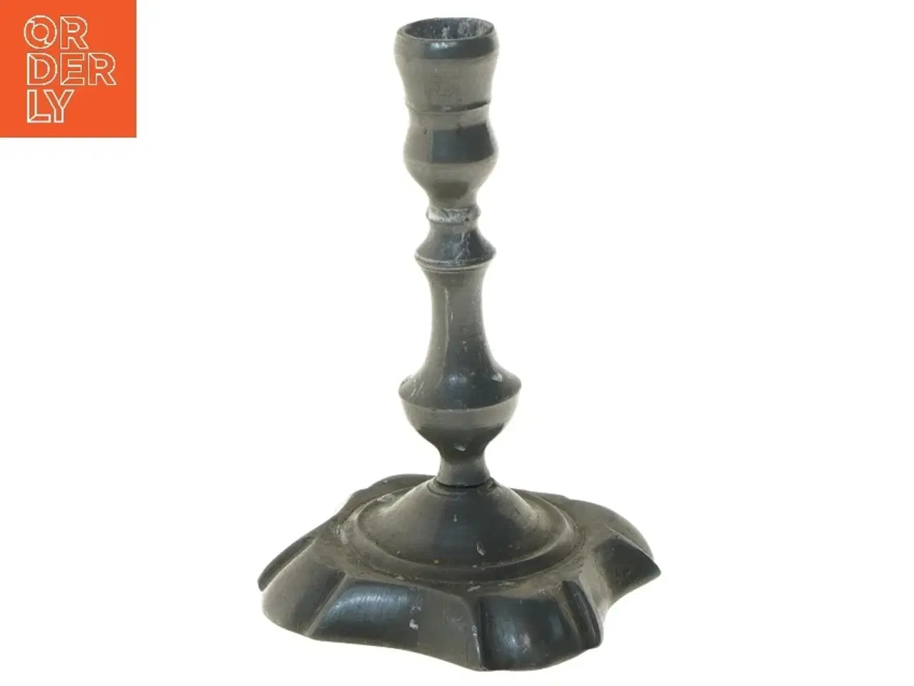 Billede 1 - Grå metal lysestage (str. 15 cm)