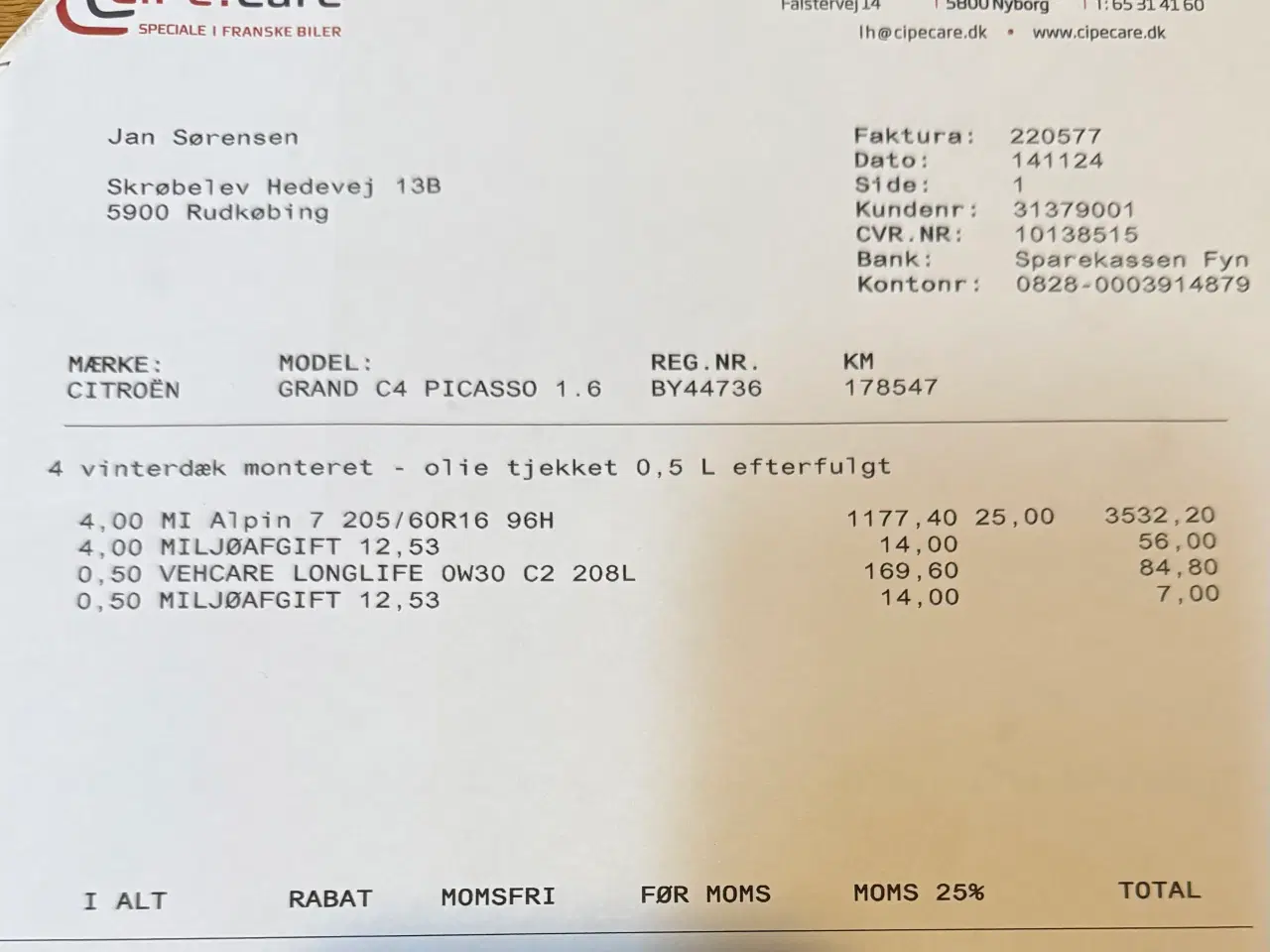 Billede 2 - Vinterdæk - Citroen C4 Grand Picasso