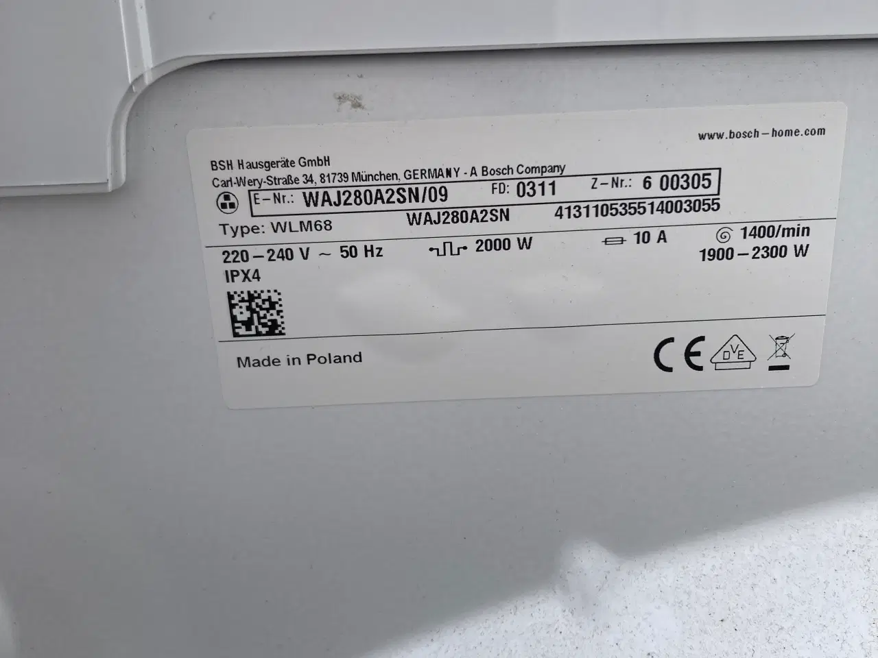 Billede 2 - Bosch vaskemaskine – 7 kg 