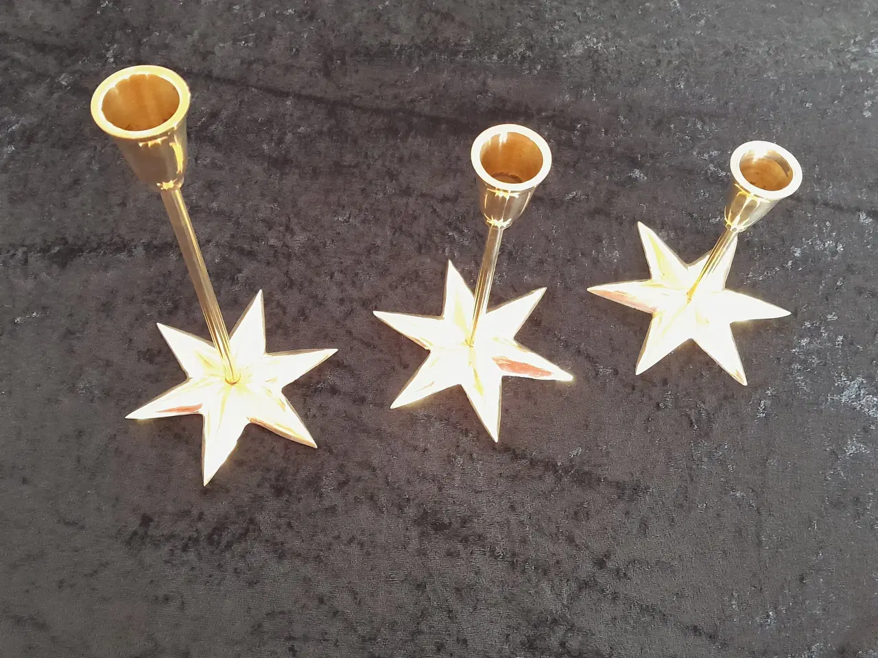 Billede 1 - Messing lysestager, 3 stk.