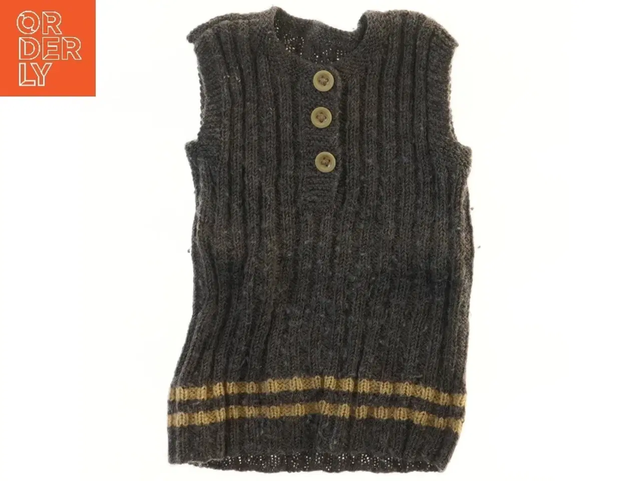 Billede 1 - Strikket vest med knapper (str.  20x31 cm)