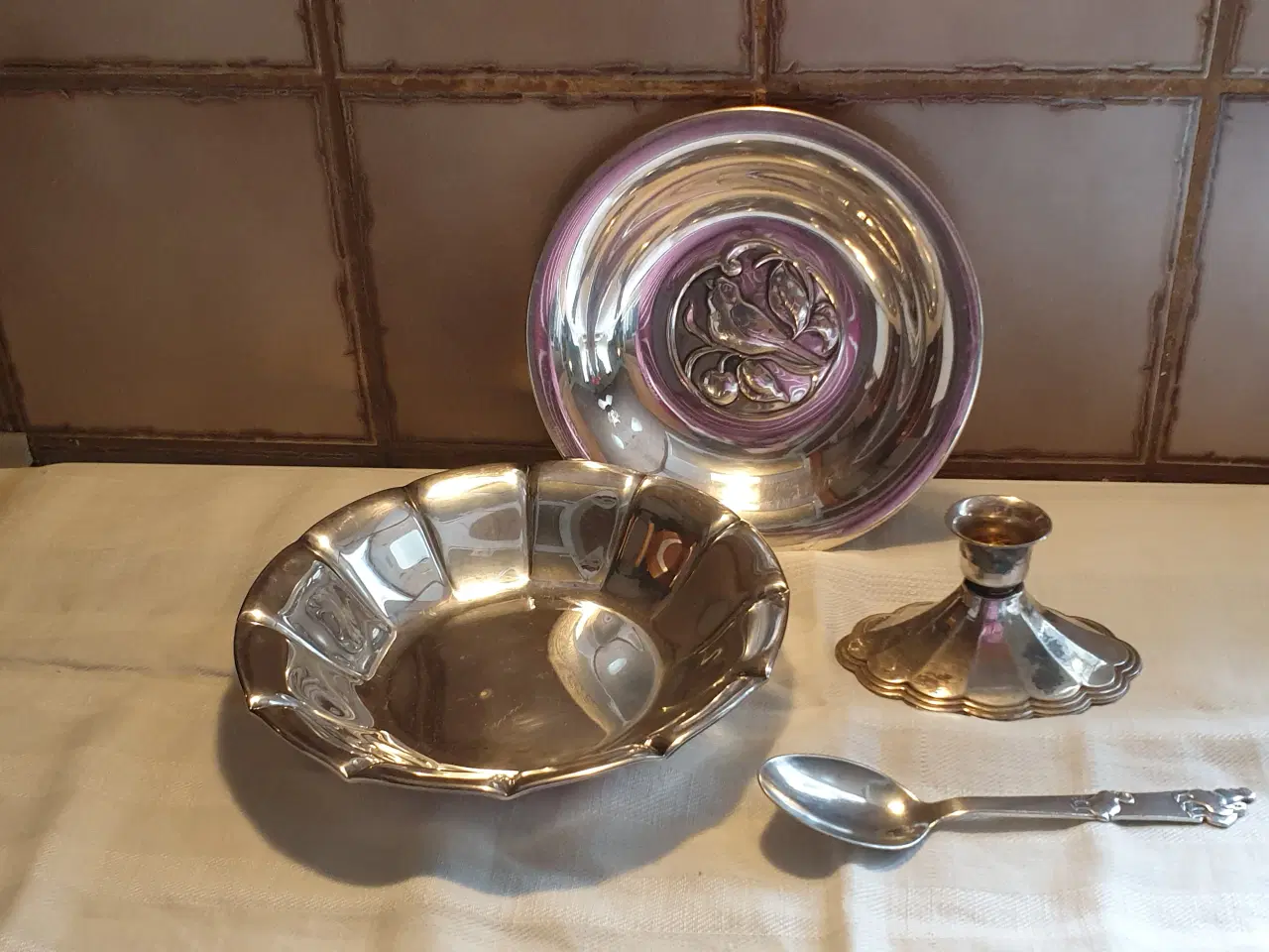 Billede 2 - Sølvplet fade - stage - ske SE 2 fotos