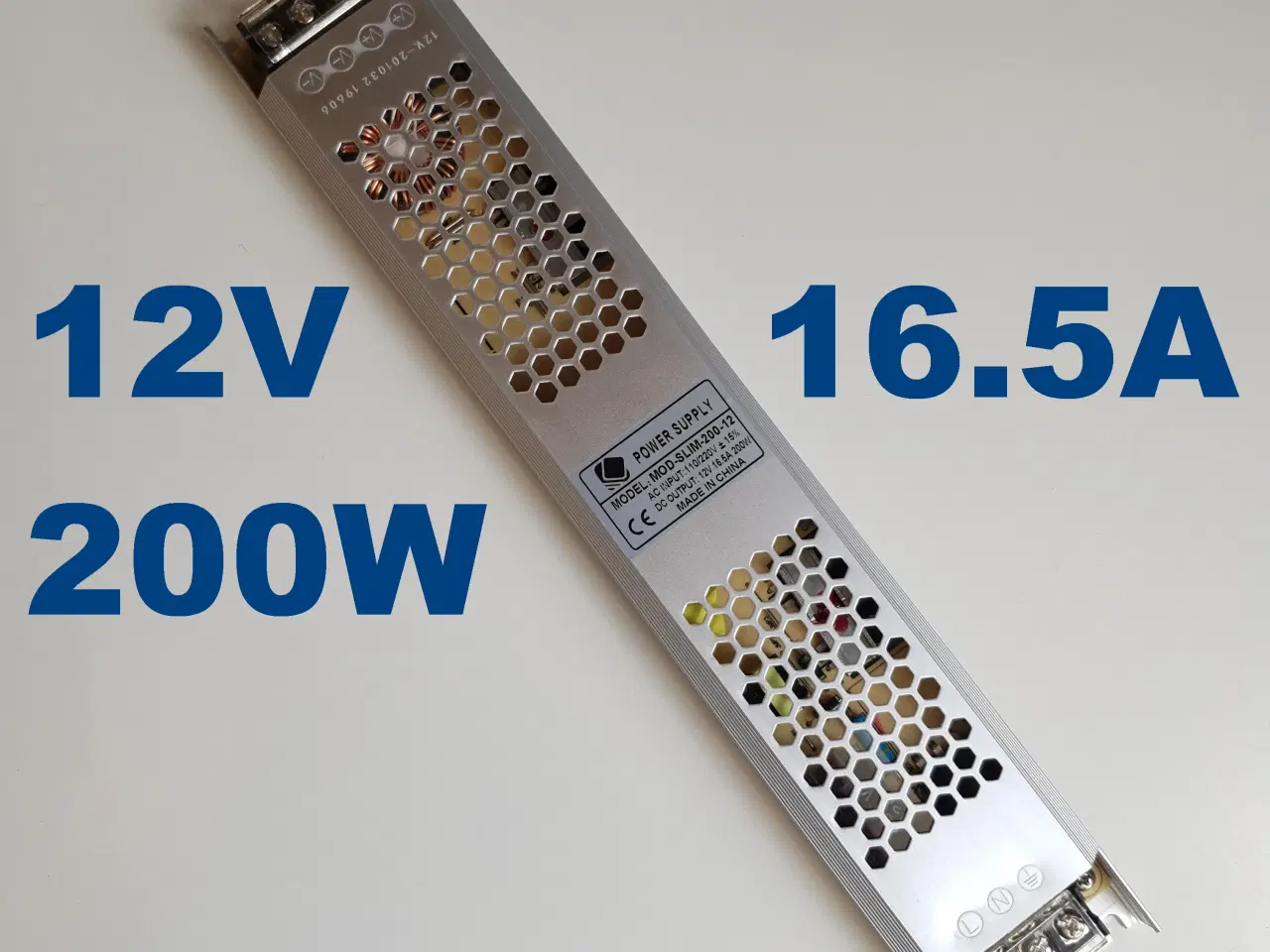 Billede 1 - NY! 12V 16.5A 200W SLIM Strømforsyning