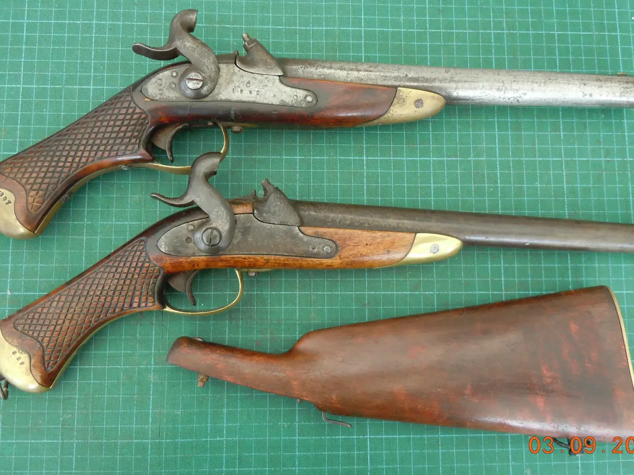Billede 11 - Pistolsæt M-1850 med løskolbe, flankørpistoler.