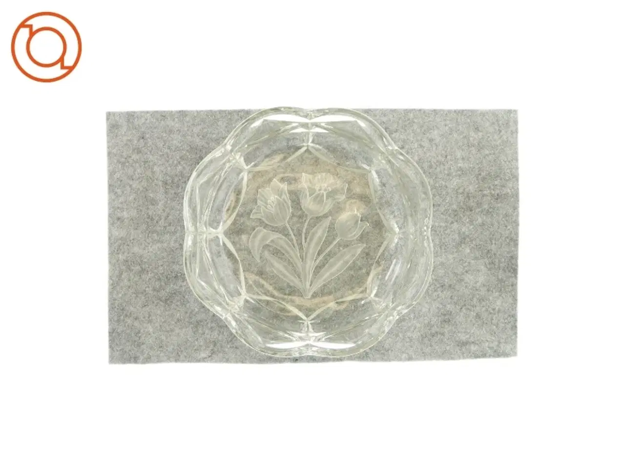 Billede 1 - Skål i klart glas med blomst i bunden