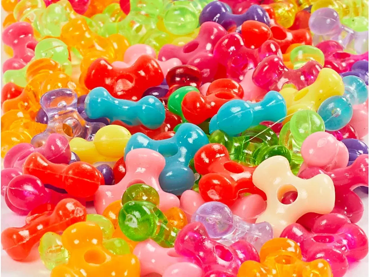 Billede 1 - Farverige Møllemix Plastperler 10 mm - 65 g