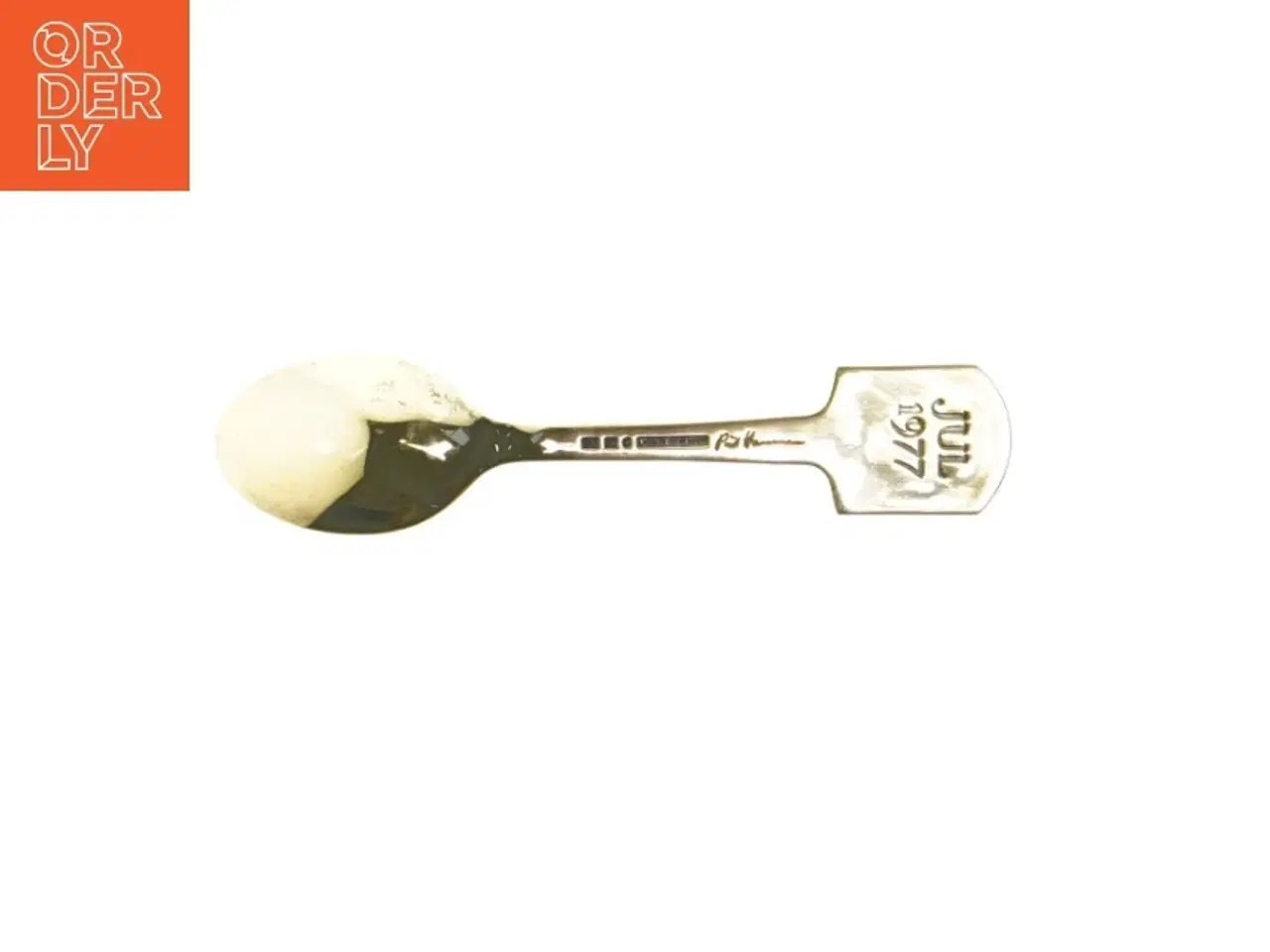 Billede 2 - A. Michelsen design (Georg Jensen) juleske 1977 forgyldt sterlingsølvske med emaljedekoration (str. 16,5 cm)