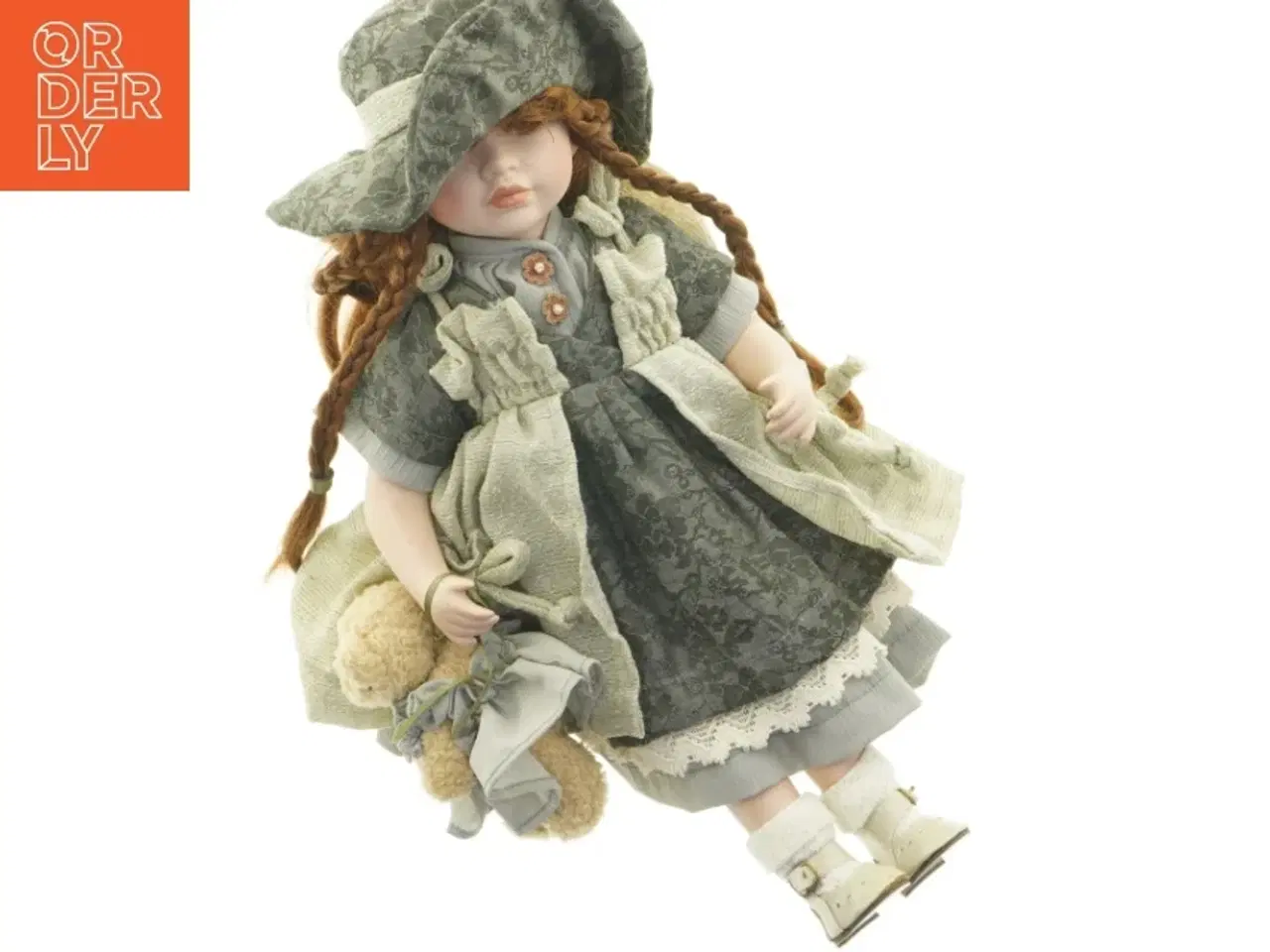 Billede 1 - Porcelænsdukke med tilbehør (str. 43 cm)