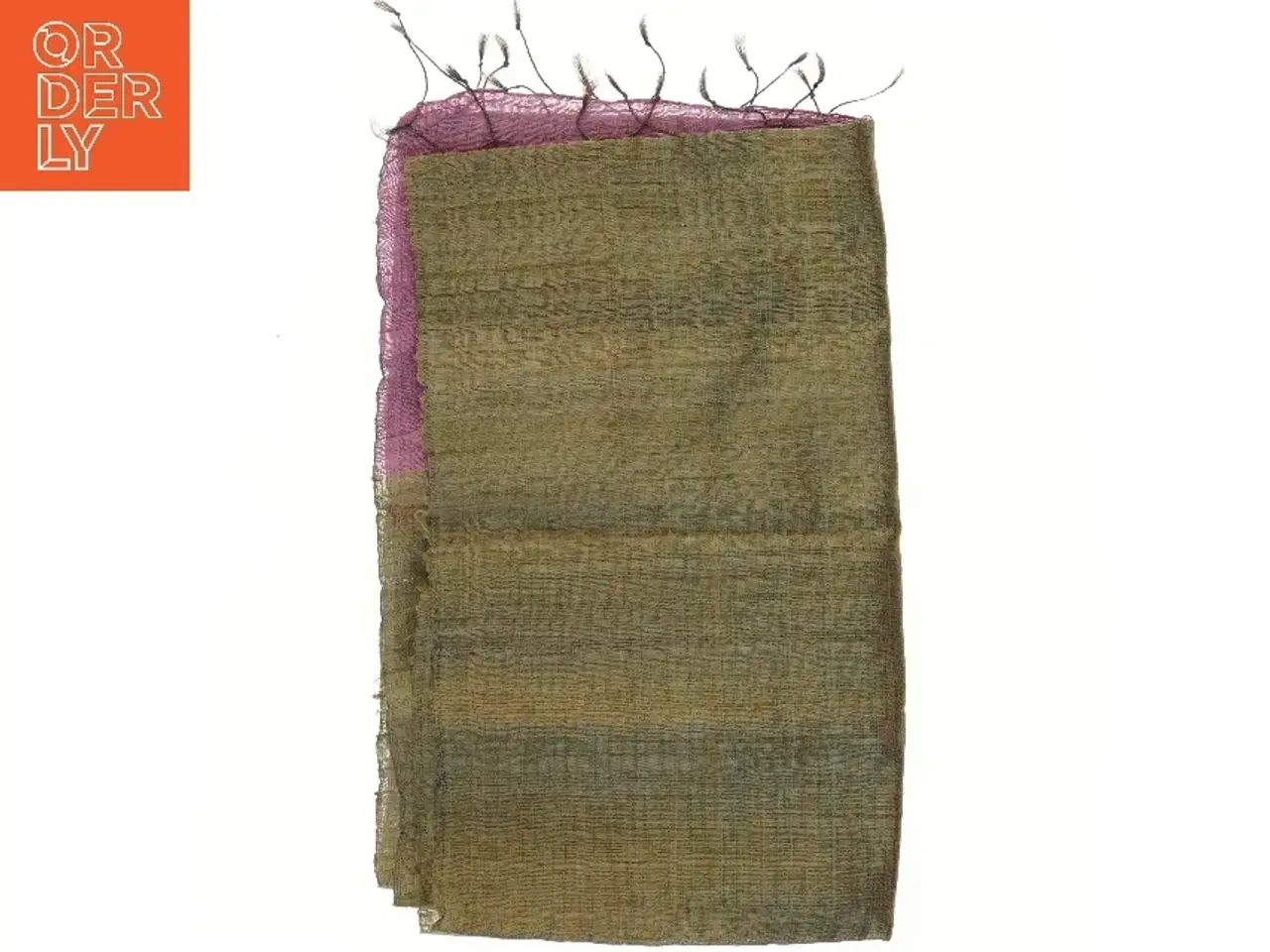 Billede 2 - Rektangulært indisk sjal med frynser (str. 170x55 cm)