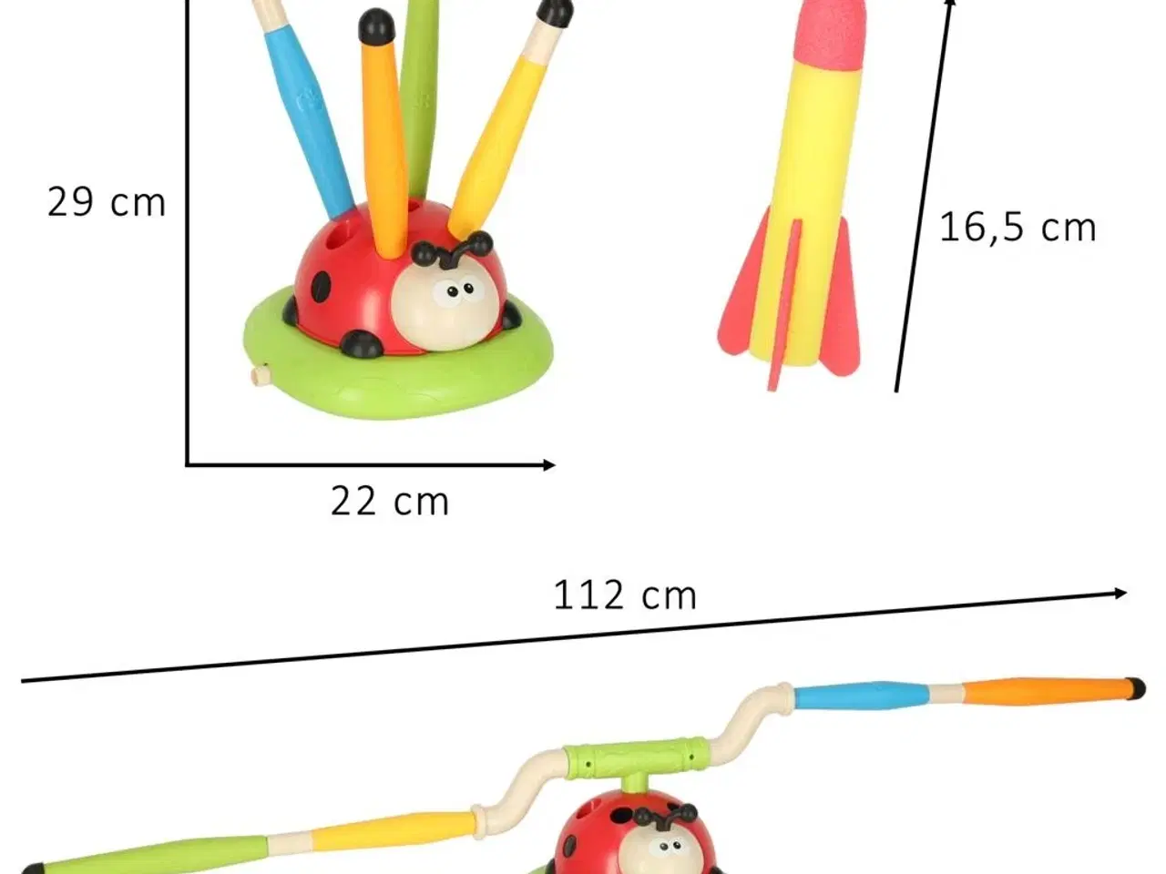 Billede 13 - Udendørs legetøj 3-i-1 – mariehøne springespil, ringspil og raket-affyrer til børn