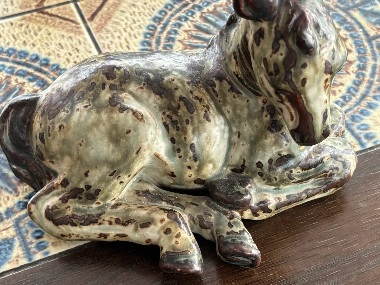 Billede 1 - Liggende føl, Royal Copenhagen stentøjsfigur 