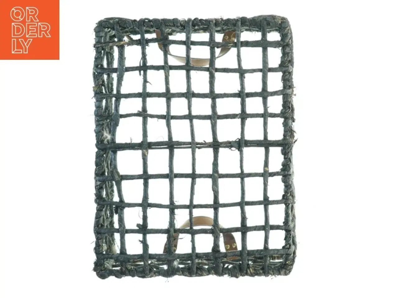 Billede 4 - Fletkurv med læderstropper (str. 46 x 37 x, 23 cm)