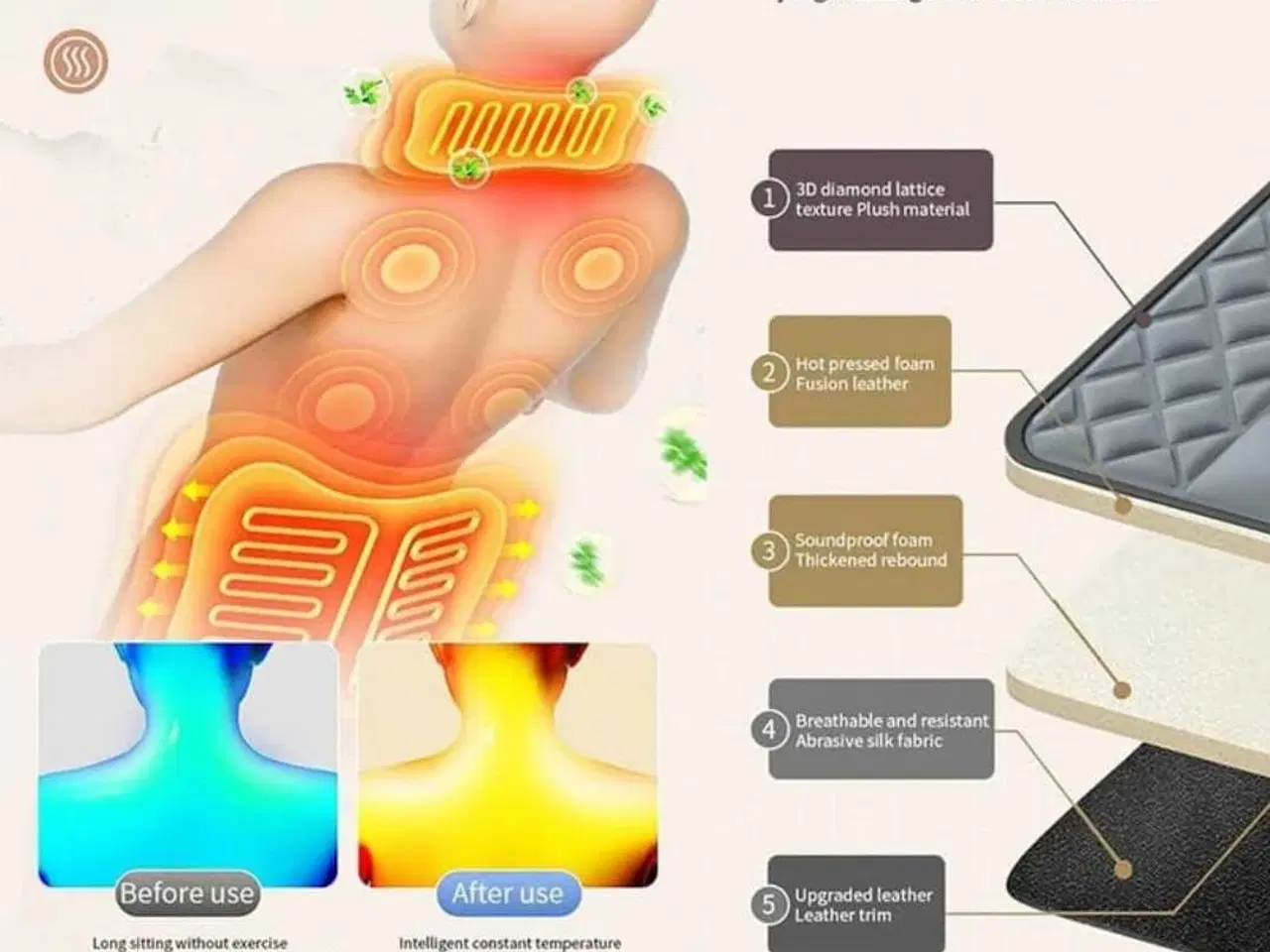 Billede 9 - Massagemåtte med varmepuder til helkropsmassage