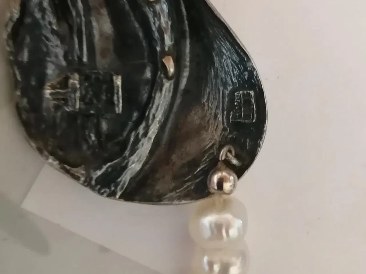 Billede 5 - KULTURPERLE HALSKÆDE MED SØLV VEDHÆNG, 42 CM