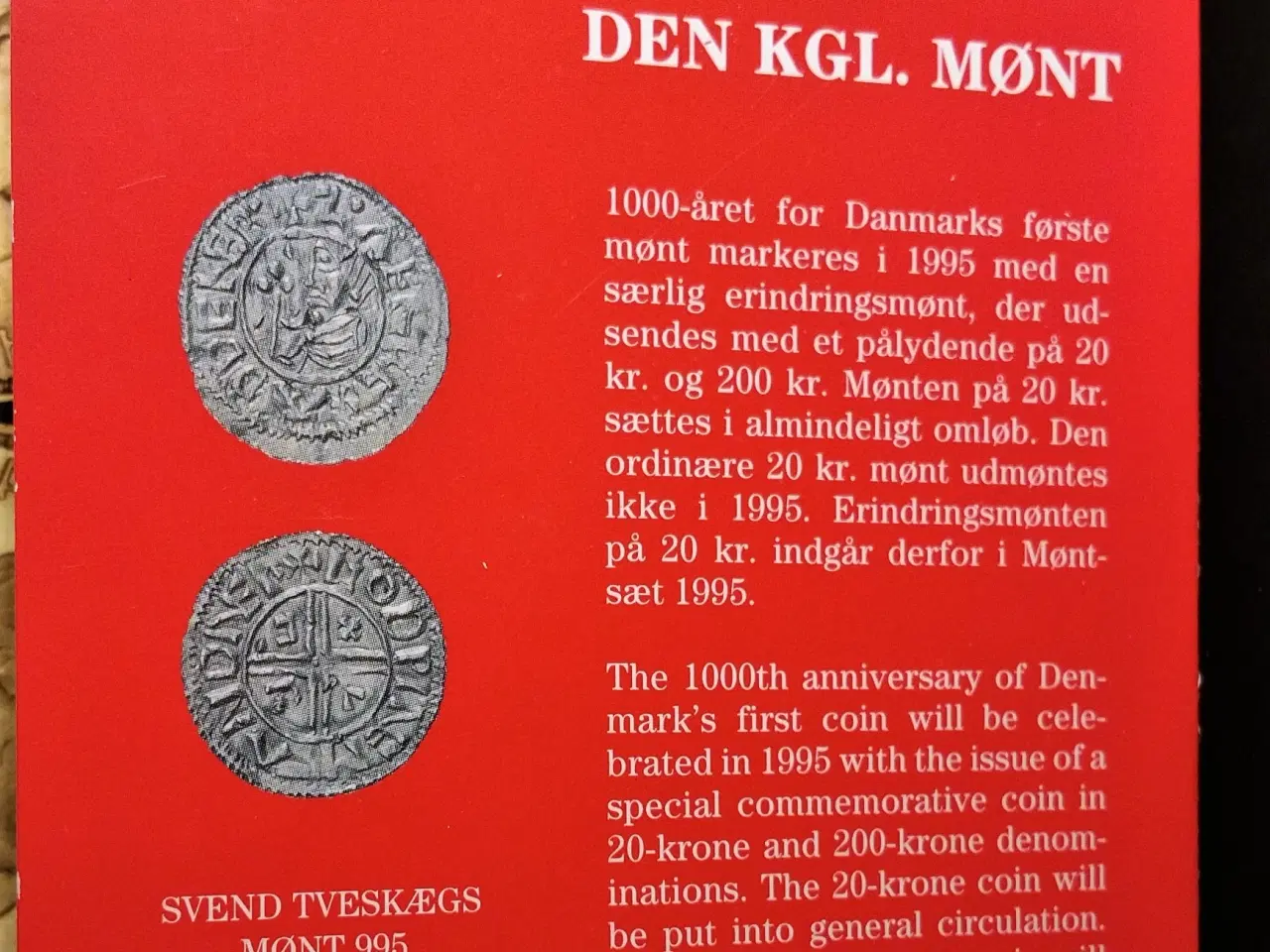 Billede 5 - DET KGL MØNTSÆT 1995 med 20 kr krone 1995 1000 År!