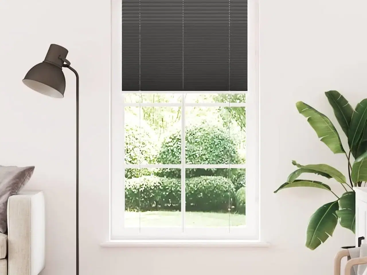 Billede 2 - Plisségardin Sort 105x200 cm Stofbredde 104,4 cm Polyester