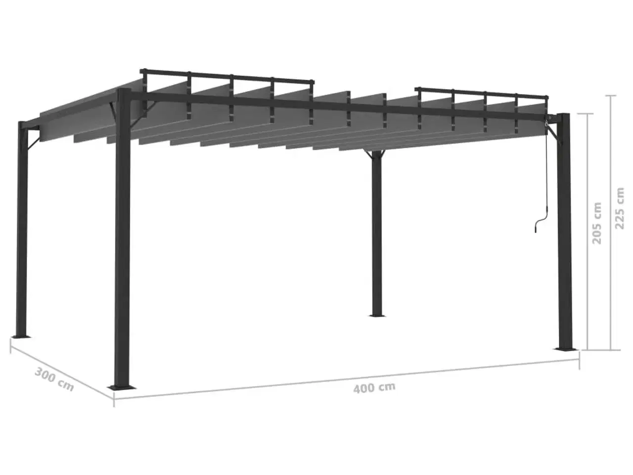 Billede 8 - Pavillon med lameltag 3x4 m aluminium og stof antracitgrå