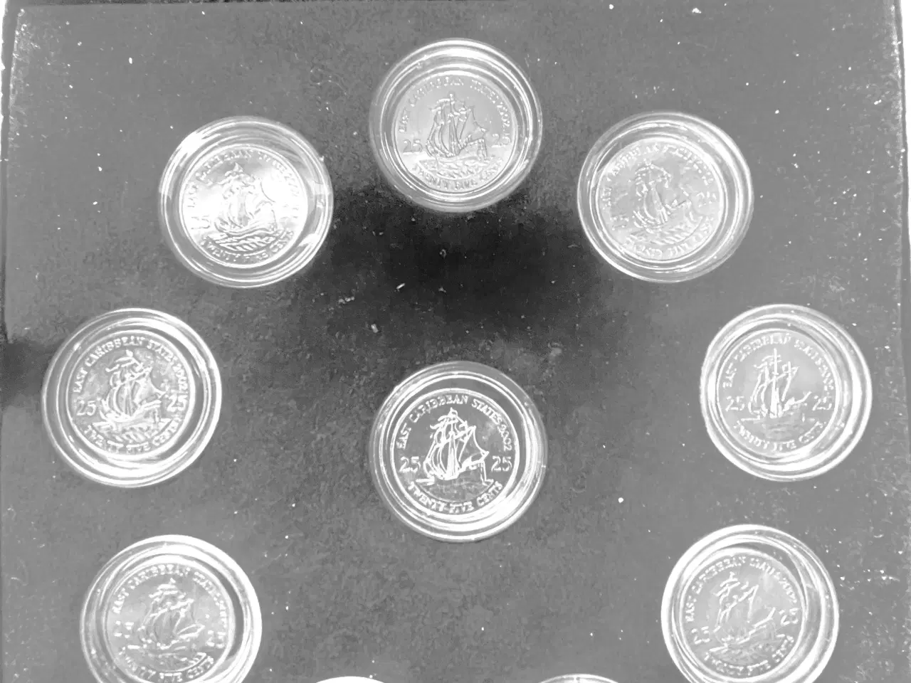Billede 4 - 10 stk. 25 cent mønter med sejlskibe