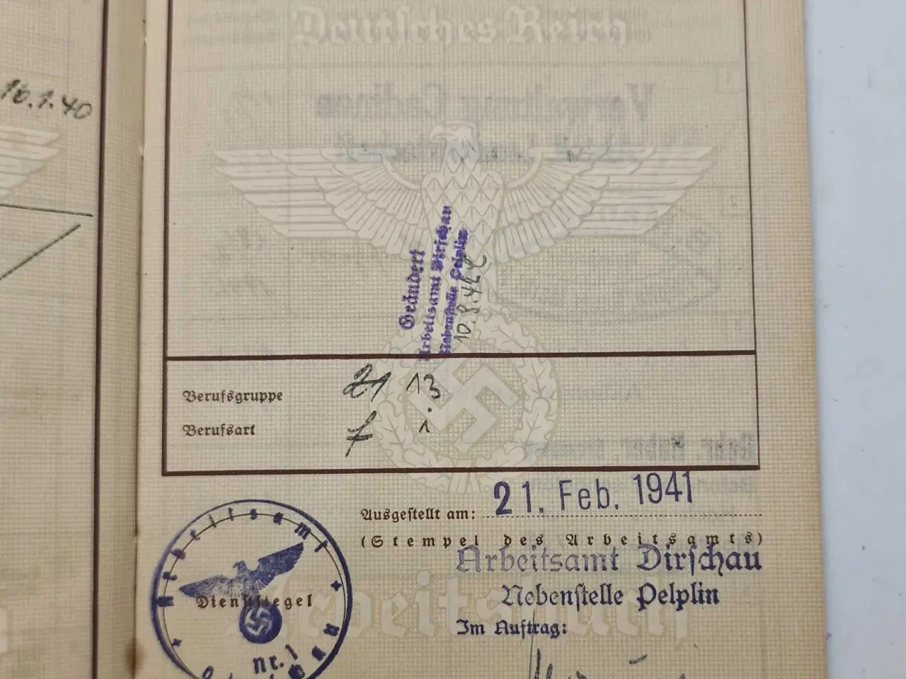 Billede 15 - WW2 - Lot, Arbeitsbuch + 5 dokumenter