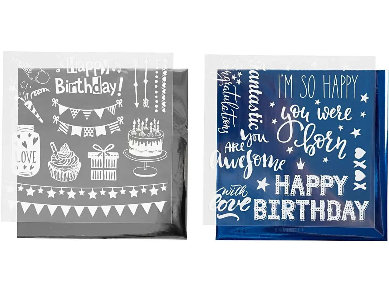 Billede 1 - Dekorationsfolie og Limark - Mørk Blå & Sølv, 15x15 cm