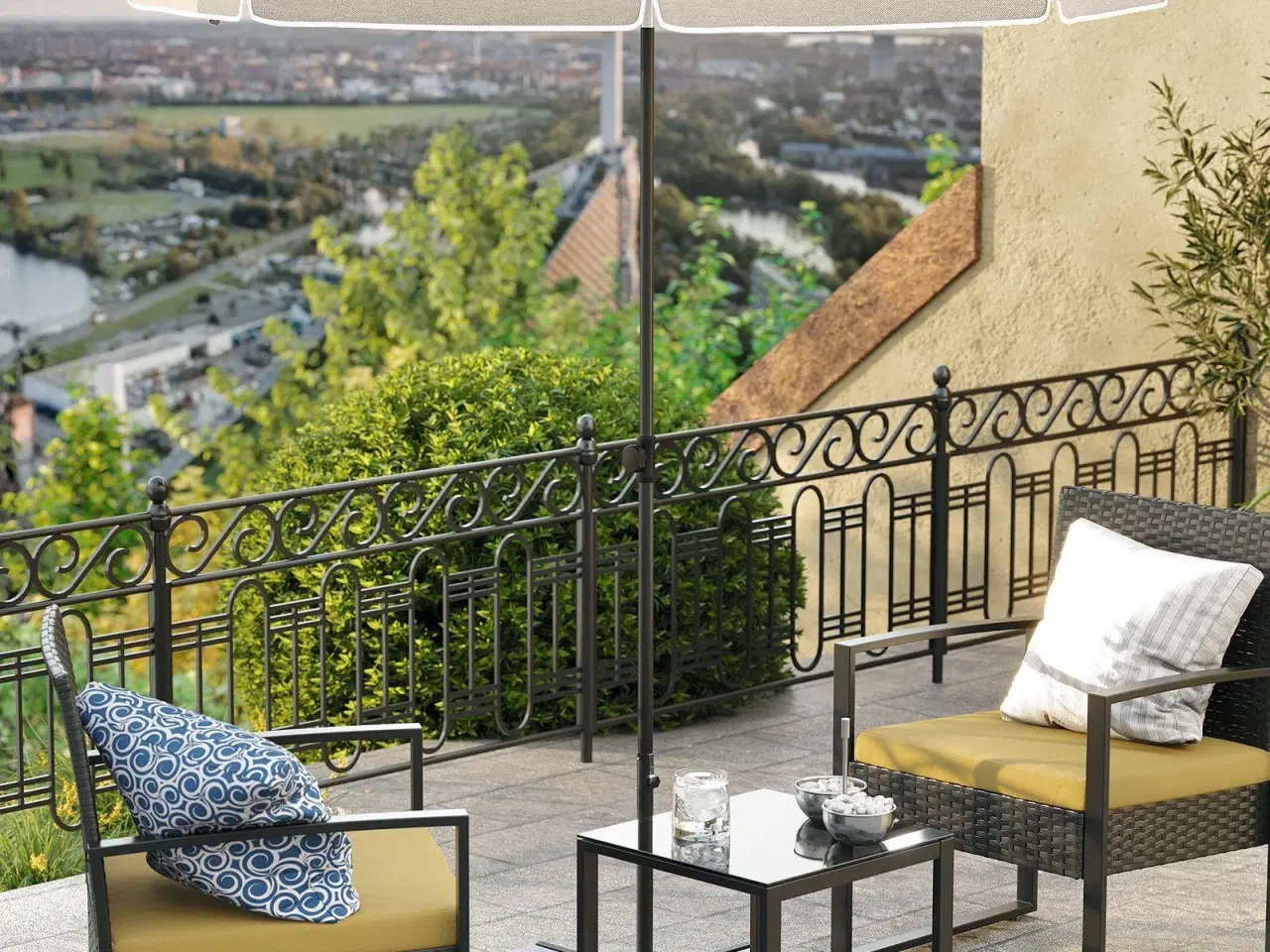 Billede 4 - Parasol til strand og have 1,6 m beige, UPF 50+ med tilt og bæretaske