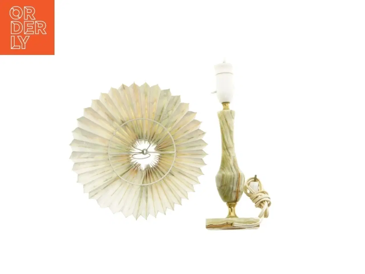 Billede 6 - Bordlampe i Onyx Marmor med plisseret skærm (str. 40 x 25 cm)
