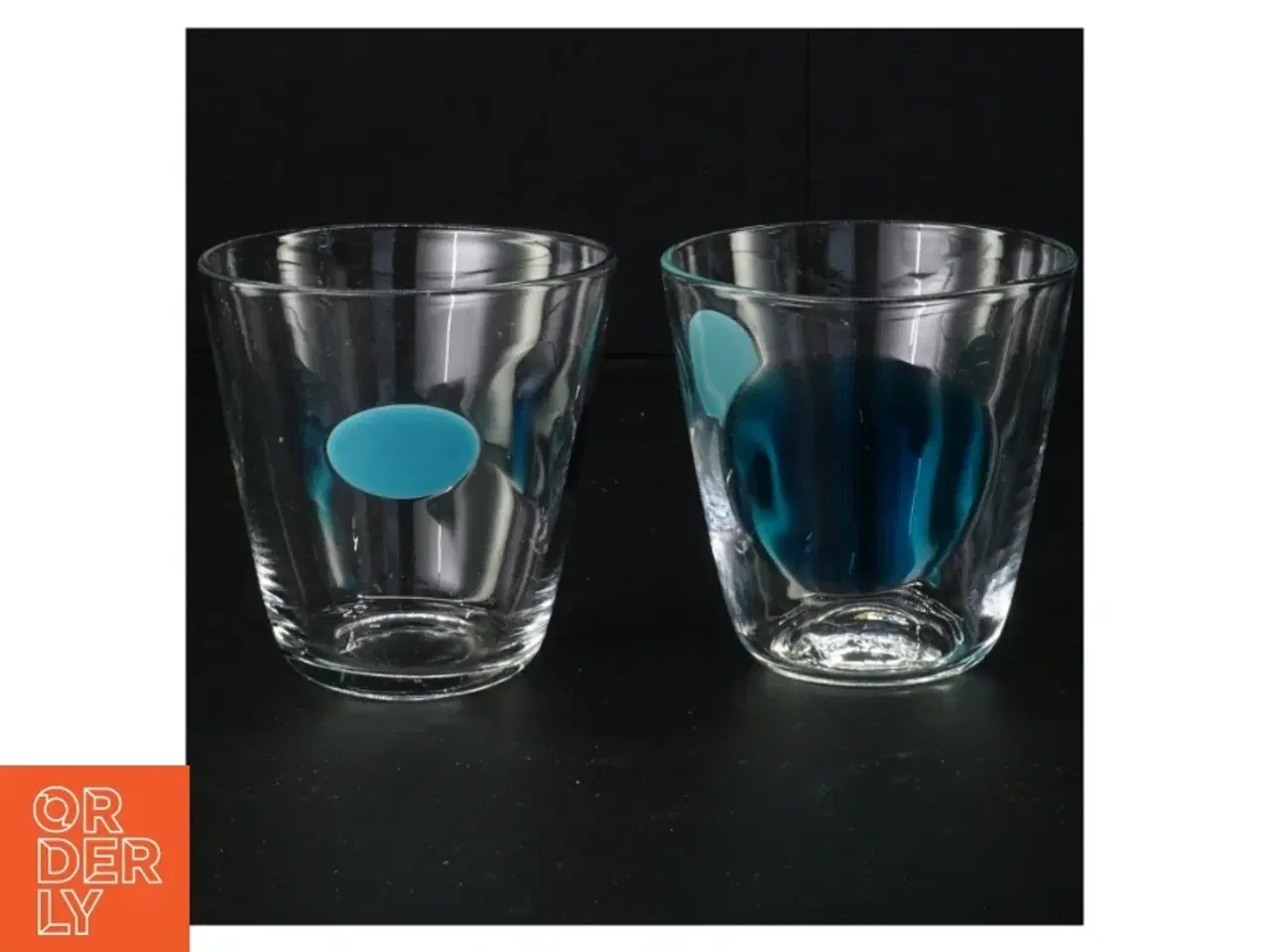 Billede 3 - Glas med blåt mønster (str. 9 cm)