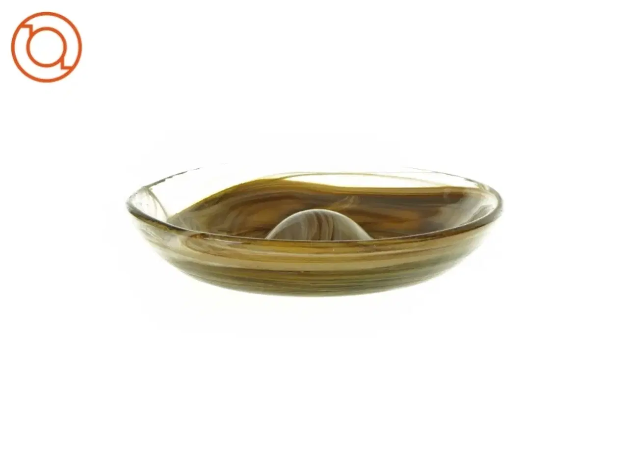 Billede 2 - Skål i brunt glas ed højning i midten