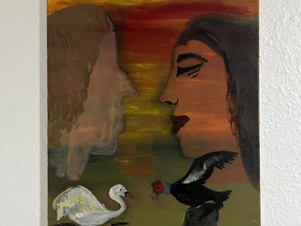 Billede 1 - Mødet ved tusmørket – original akrylmaleri