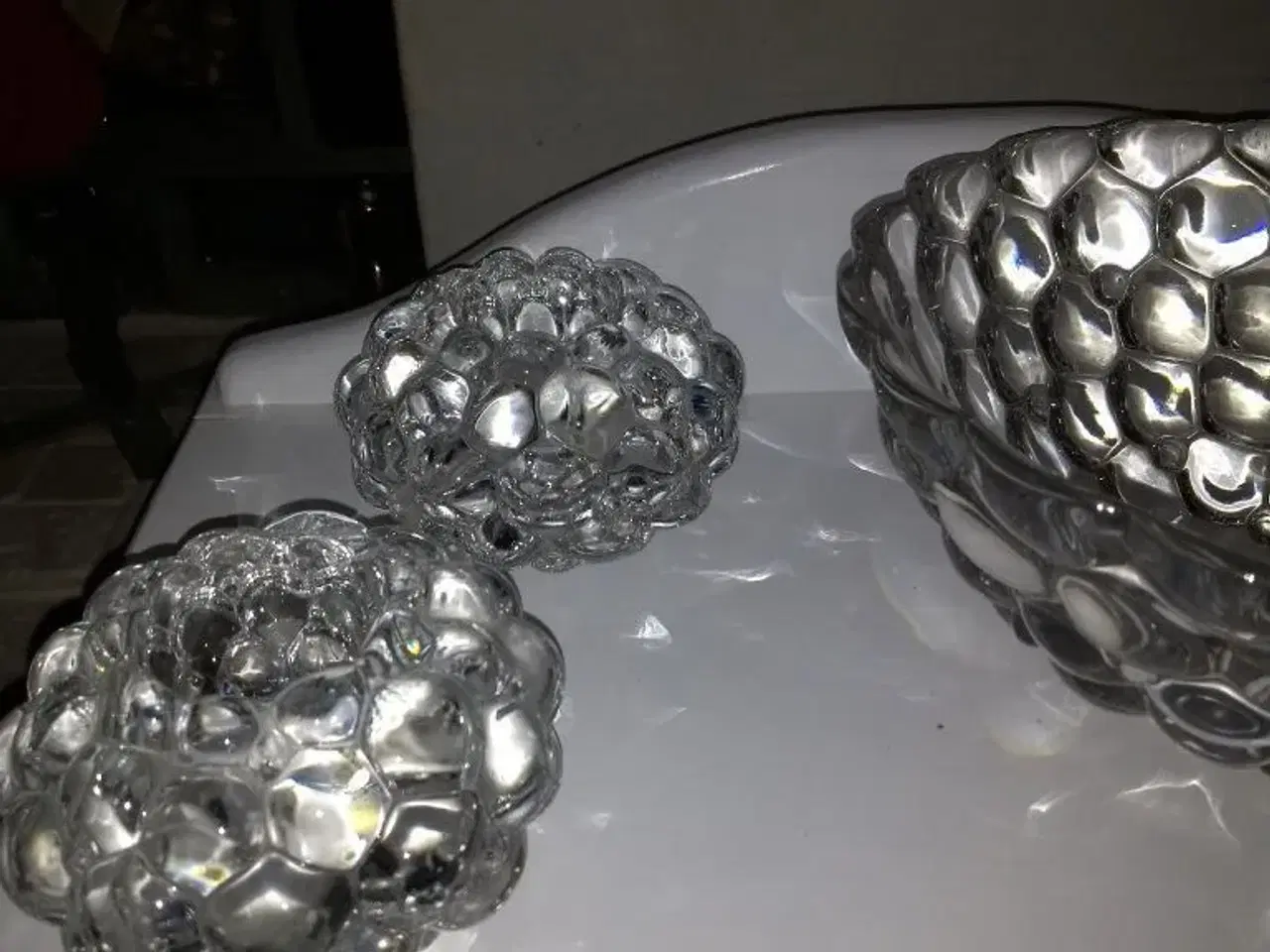 Billede 1 - Orrefors skål og 2 lysestage i glas