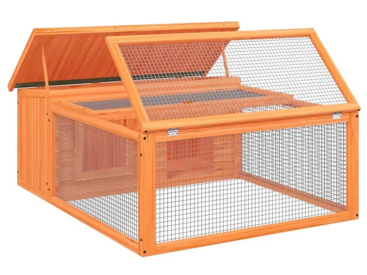 Billede 4 - Kaninbur 117,5x97x47,5 cm massivt fyrretræ brun