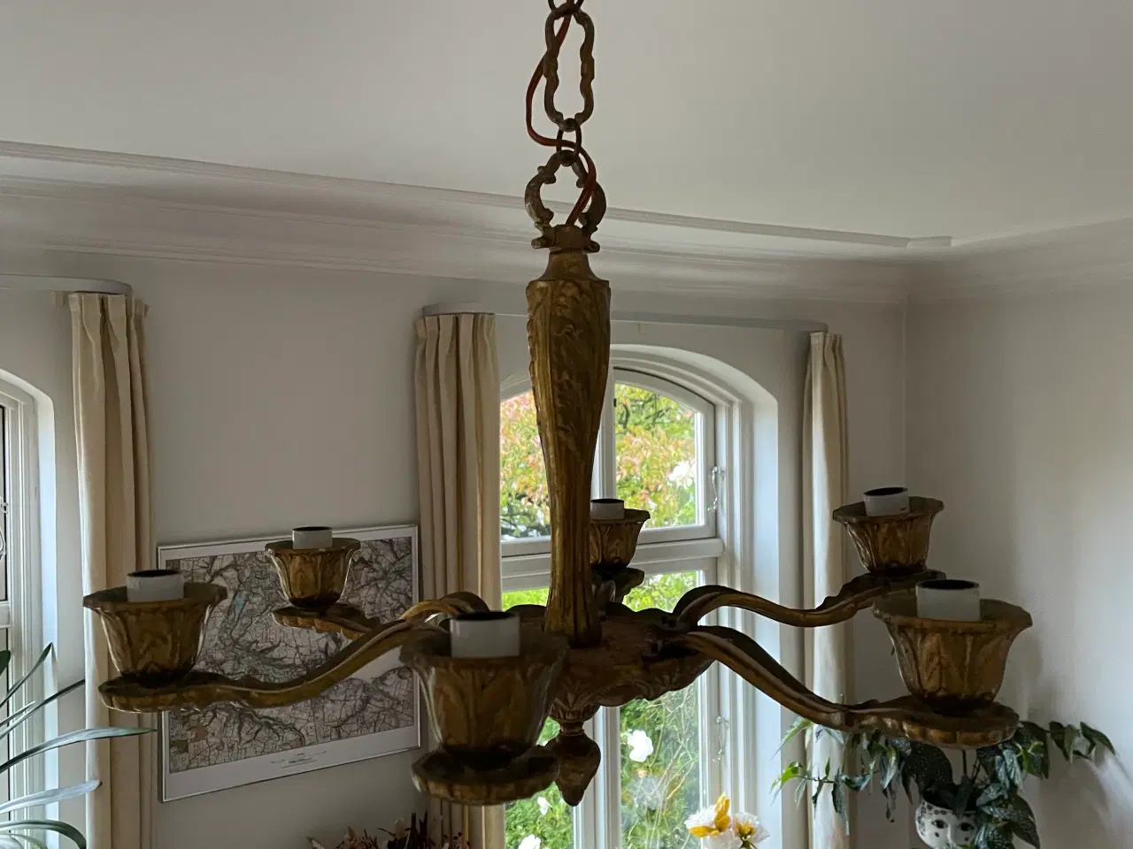Billede 3 - Messing lysekrone 6 arme